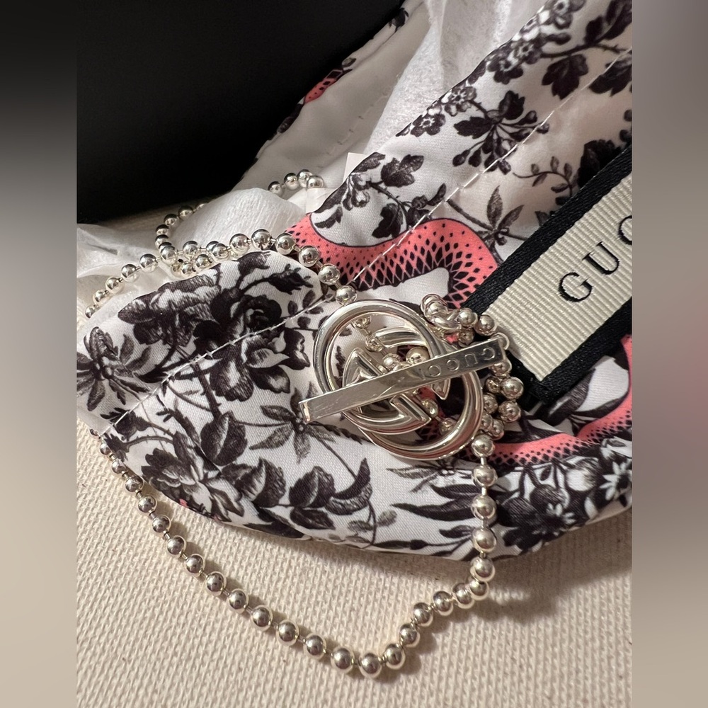 Gucci Interlocking G Boule Toggle Silver Necklace FULL INCLUSION